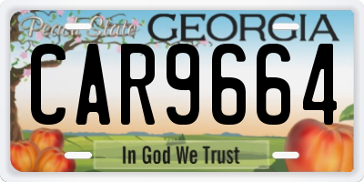 GA license plate CAR9664