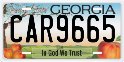 GA license plate CAR9665