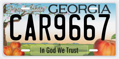 GA license plate CAR9667