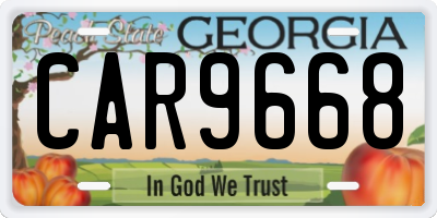 GA license plate CAR9668