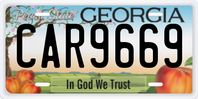 GA license plate CAR9669