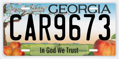 GA license plate CAR9673