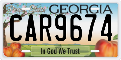 GA license plate CAR9674