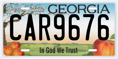 GA license plate CAR9676