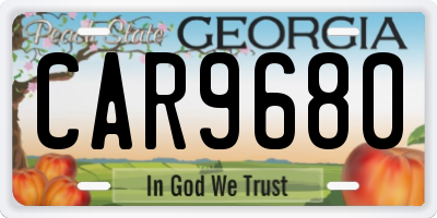 GA license plate CAR9680