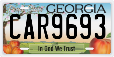 GA license plate CAR9693