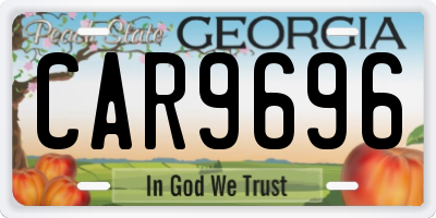 GA license plate CAR9696