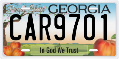 GA license plate CAR9701