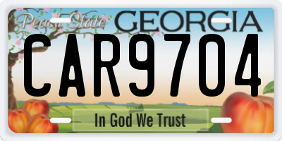 GA license plate CAR9704