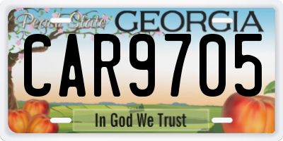 GA license plate CAR9705