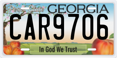 GA license plate CAR9706