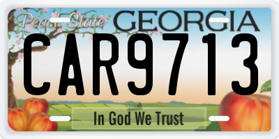 GA license plate CAR9713