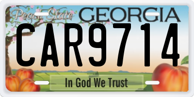 GA license plate CAR9714