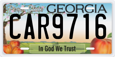 GA license plate CAR9716