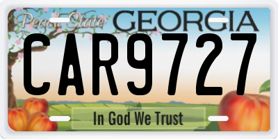 GA license plate CAR9727