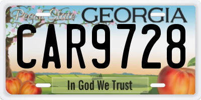 GA license plate CAR9728