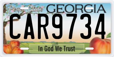 GA license plate CAR9734