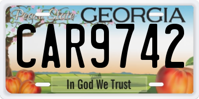 GA license plate CAR9742