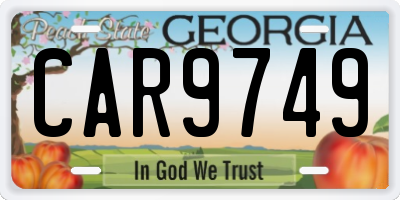 GA license plate CAR9749