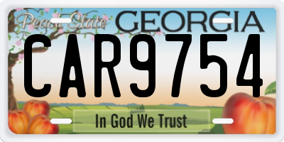 GA license plate CAR9754