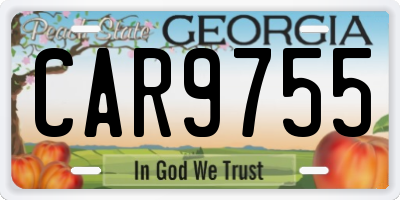 GA license plate CAR9755