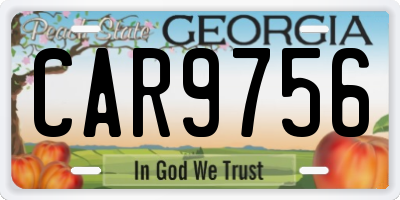 GA license plate CAR9756