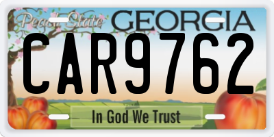 GA license plate CAR9762