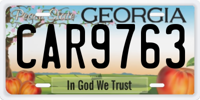 GA license plate CAR9763