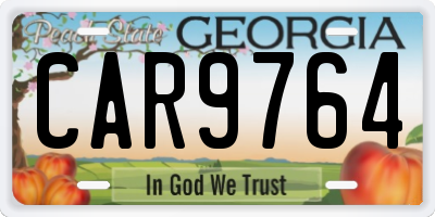 GA license plate CAR9764