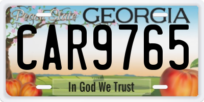 GA license plate CAR9765