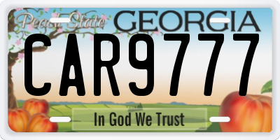 GA license plate CAR9777