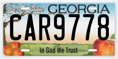 GA license plate CAR9778