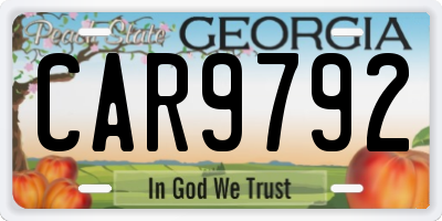 GA license plate CAR9792