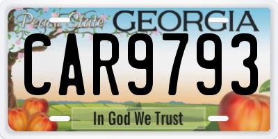 GA license plate CAR9793