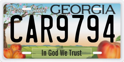 GA license plate CAR9794