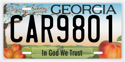 GA license plate CAR9801