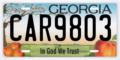 GA license plate CAR9803