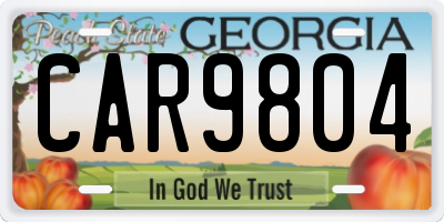 GA license plate CAR9804