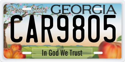 GA license plate CAR9805