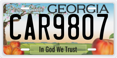 GA license plate CAR9807