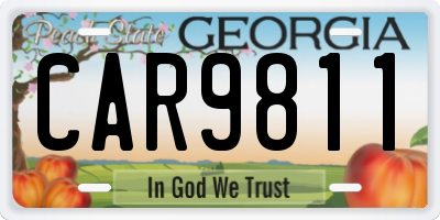 GA license plate CAR9811