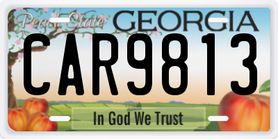 GA license plate CAR9813