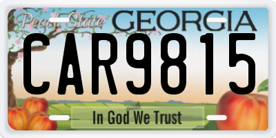 GA license plate CAR9815