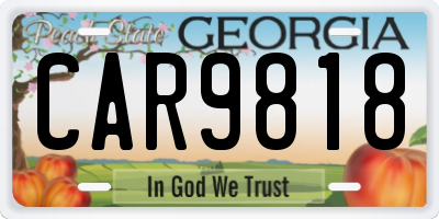 GA license plate CAR9818