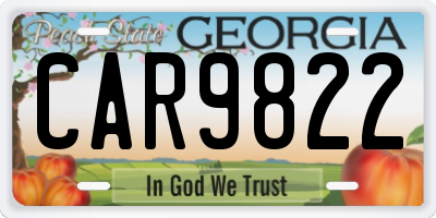 GA license plate CAR9822