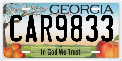 GA license plate CAR9833