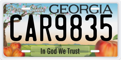 GA license plate CAR9835