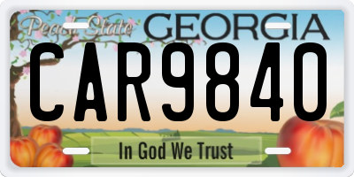 GA license plate CAR9840