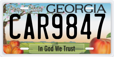 GA license plate CAR9847