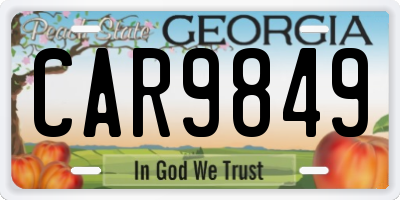 GA license plate CAR9849